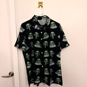 Alien Print Black Shirt